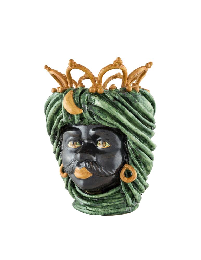 rinascente Giacomo Alessi Medium Man head green turban and crown - Green