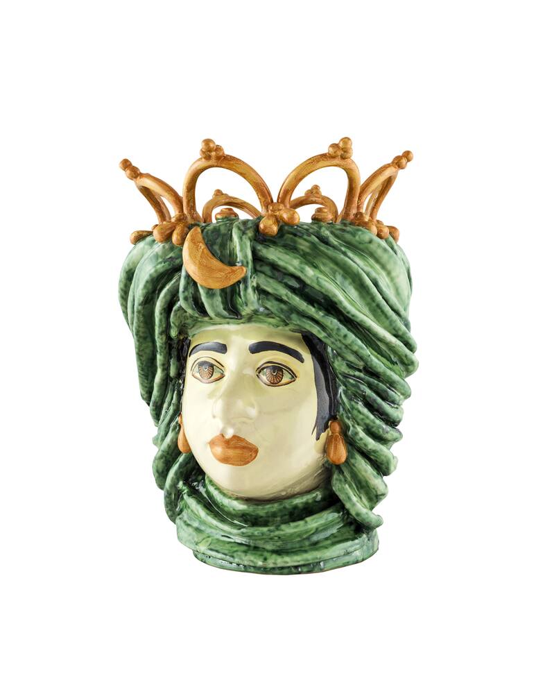 rinascente Giacomo Alessi Medium Woman head green turban and crown - Green