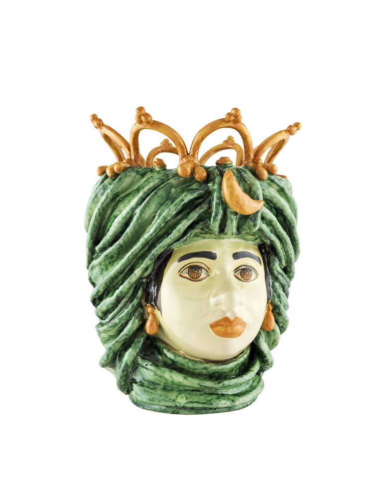 rinascente Giacomo Alessi Medium Woman head green turban and crown - Green