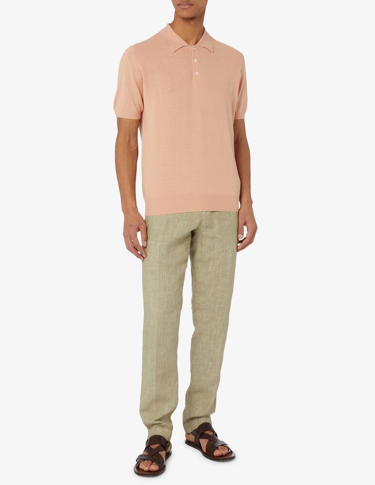 rinascente Altea Cotton and linen polo shirt Pink 