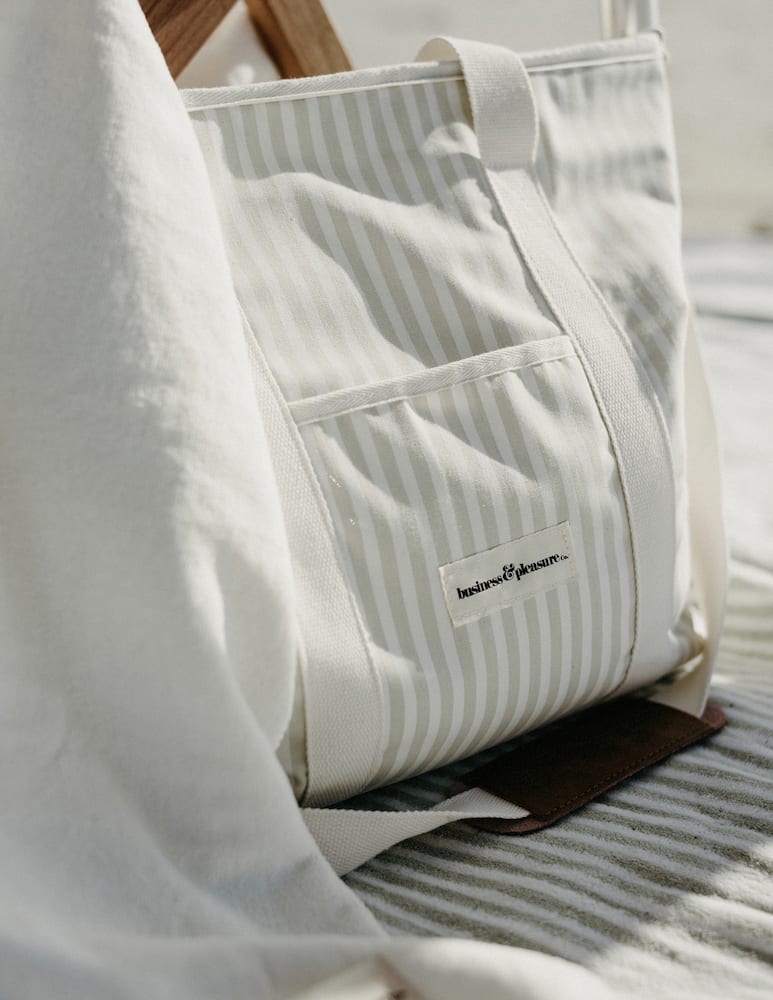 rinascente Business and Pleasure Cooler Tote Bag Lauren's Sage Stripe - Green