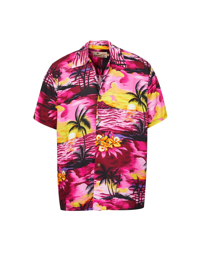rinascente Karmakula Camicia manica corta hawaiana sunset - rosa