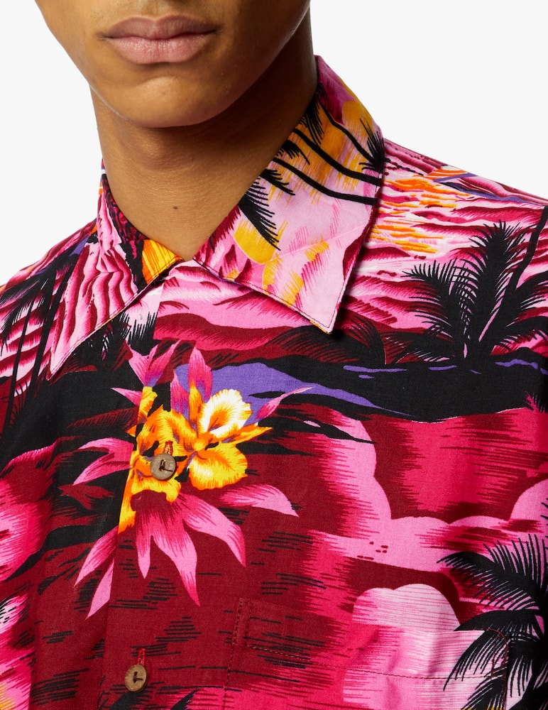 rinascente Karmakula Camicia manica corta hawaiana sunset - rosa