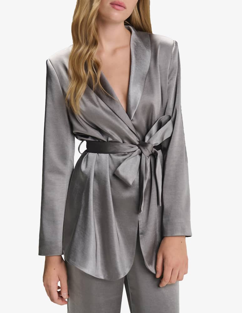 rinascente Face to Face Style Rose satin belted jacket