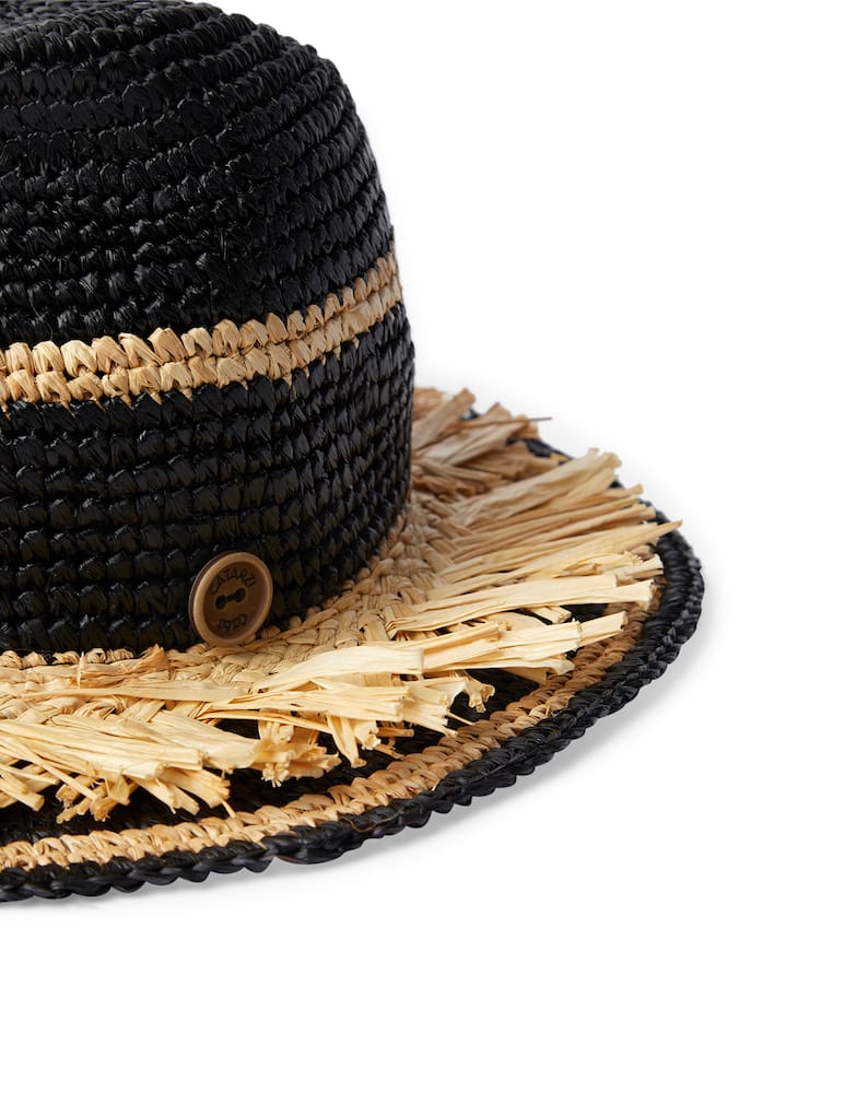 rinascente Filippo Catarzi 1910 Raffia crochet fedora hat with raffia trim