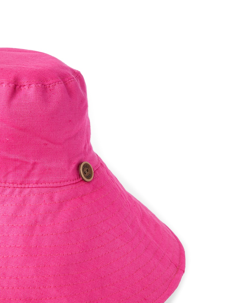 rinascente Filippo Catarzi 1910 Cloche reversibile in lino con tesa grande e impunture