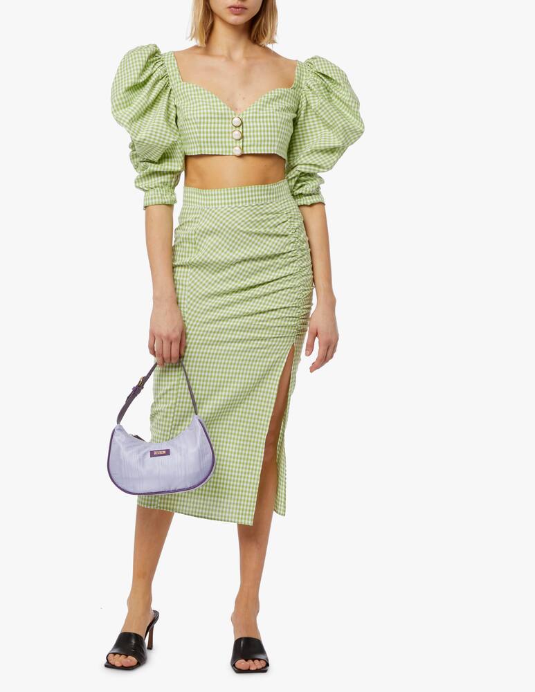 rinascente Greta Boldini Draped cotton vichy midi skirt