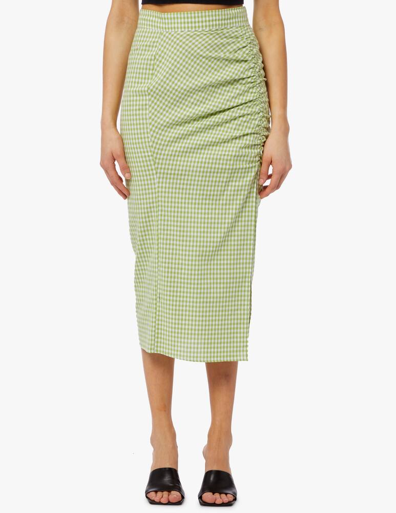 rinascente Greta Boldini Draped cotton vichy midi skirt