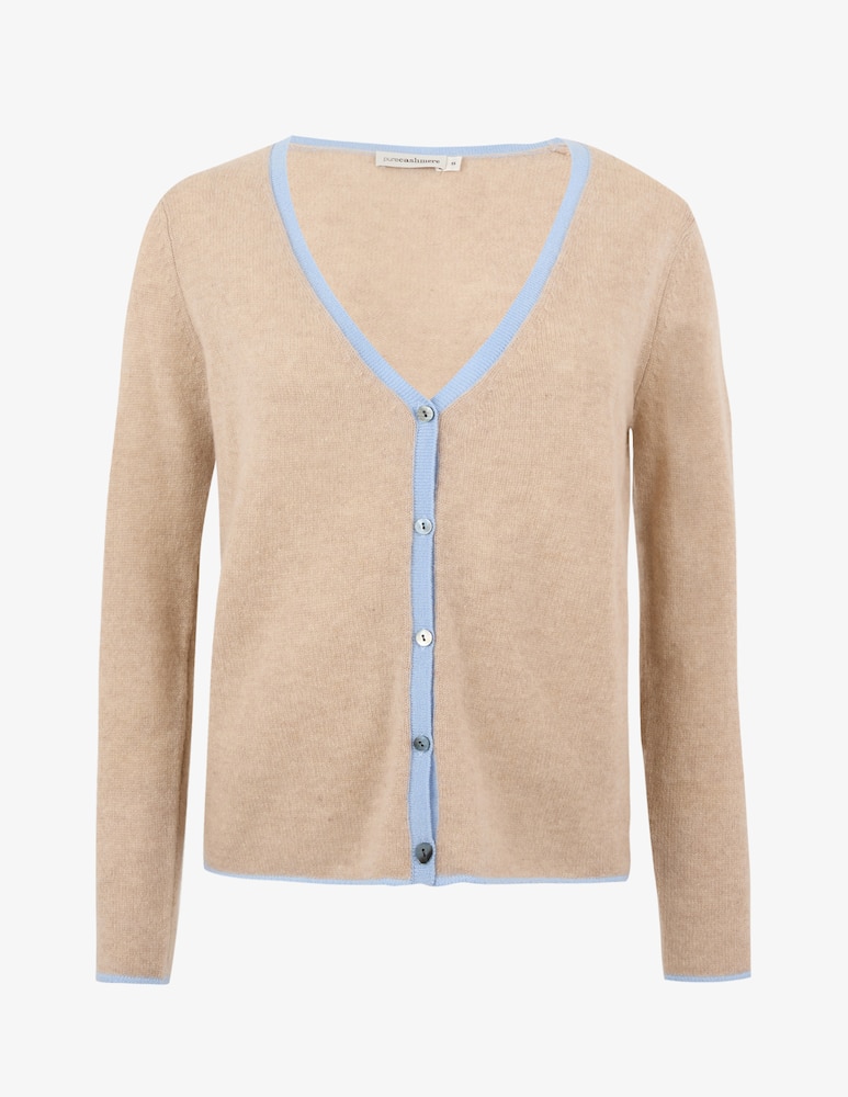 rinascente Pure Cashmere Cardigan con collo a V bicolore