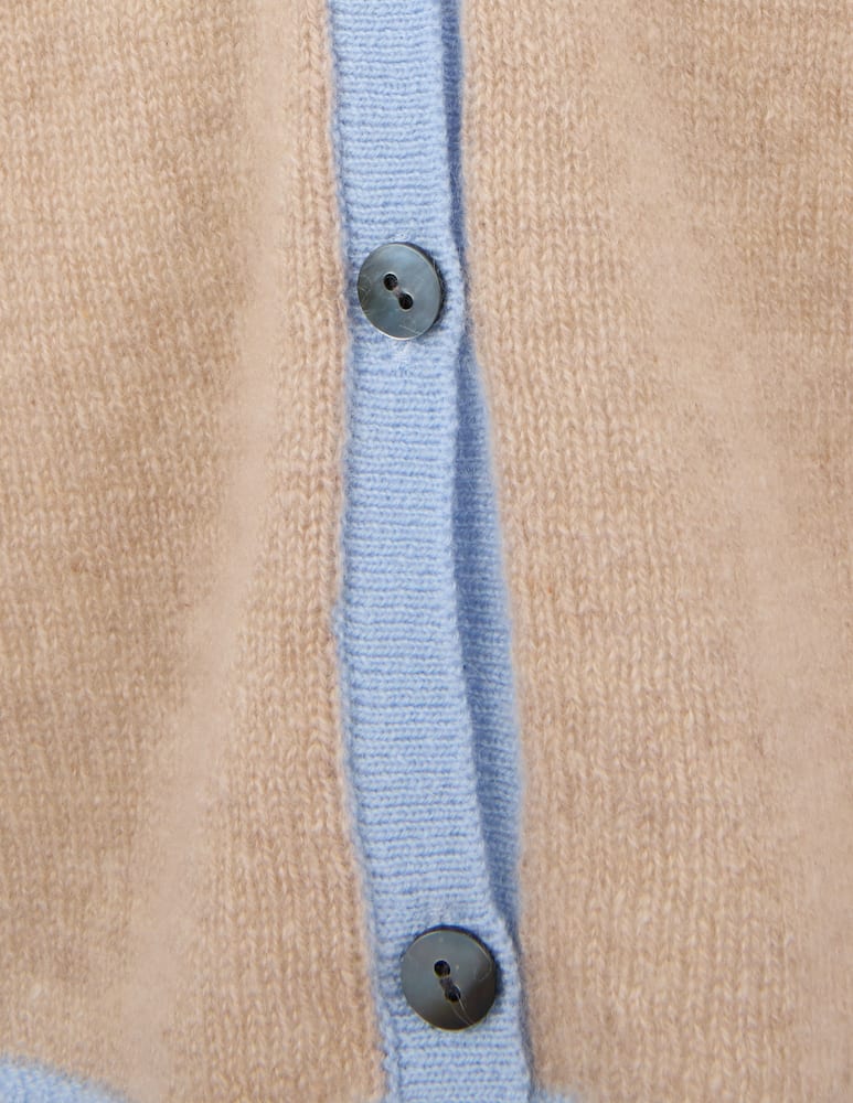 rinascente Pure Cashmere Cardigan con collo a V bicolore