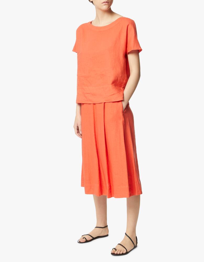 rinascente Rosso35 Wide linen midi skirt
