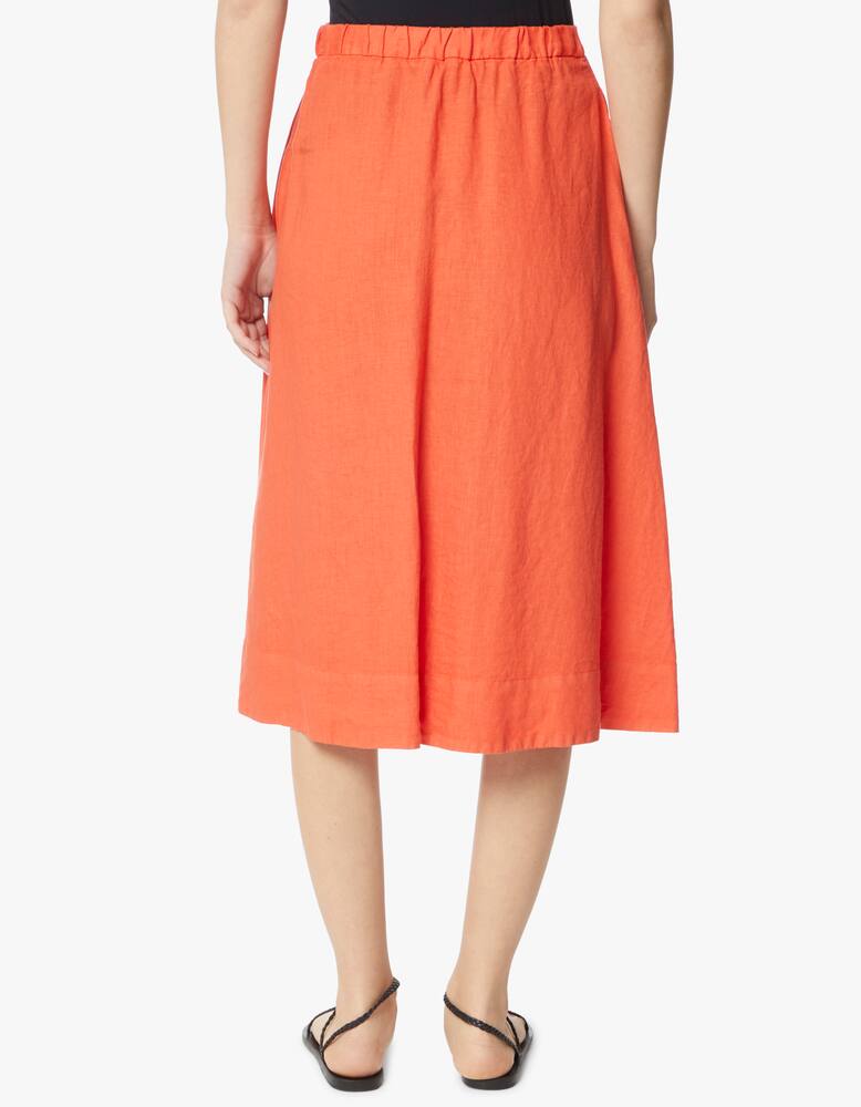 rinascente Rosso35 Wide linen midi skirt