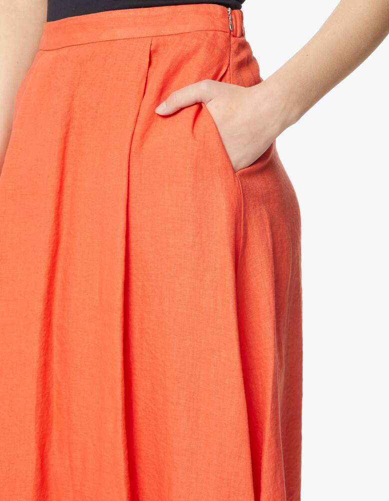 rinascente Rosso35 Wide linen midi skirt