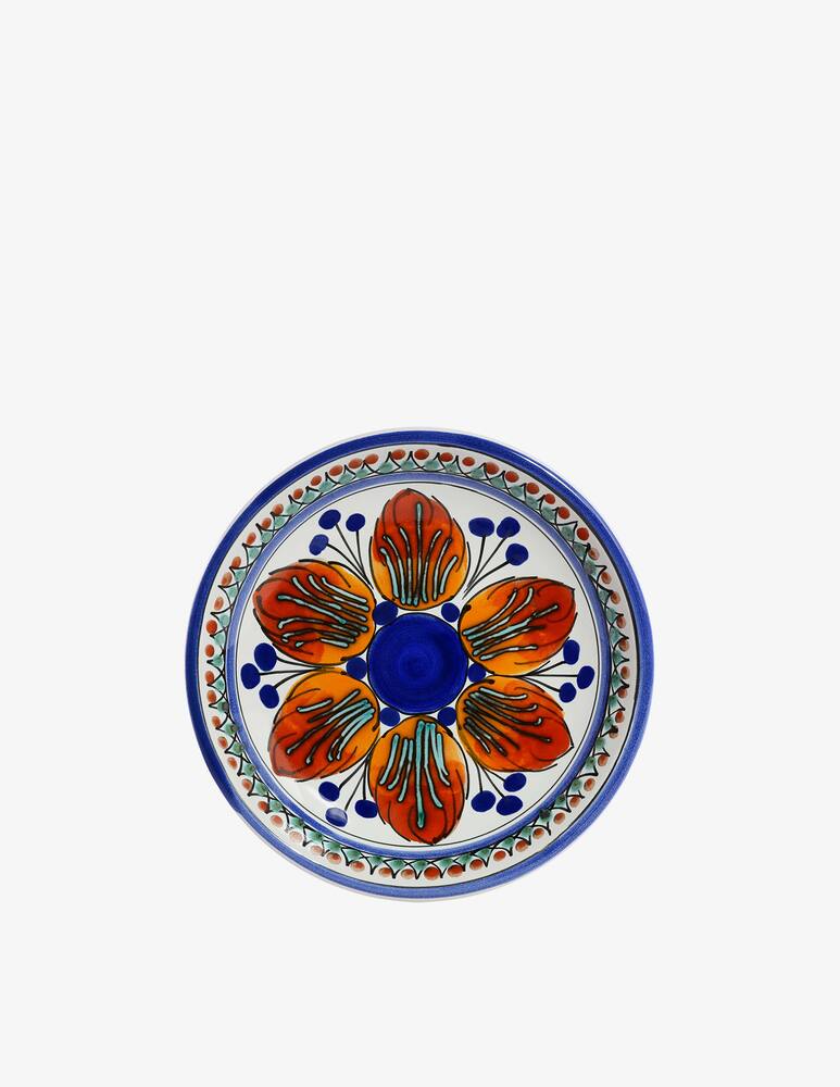 rinascente Duca di Camastra Piatto Fondo Artigianale Decoro Dallas - Rosso