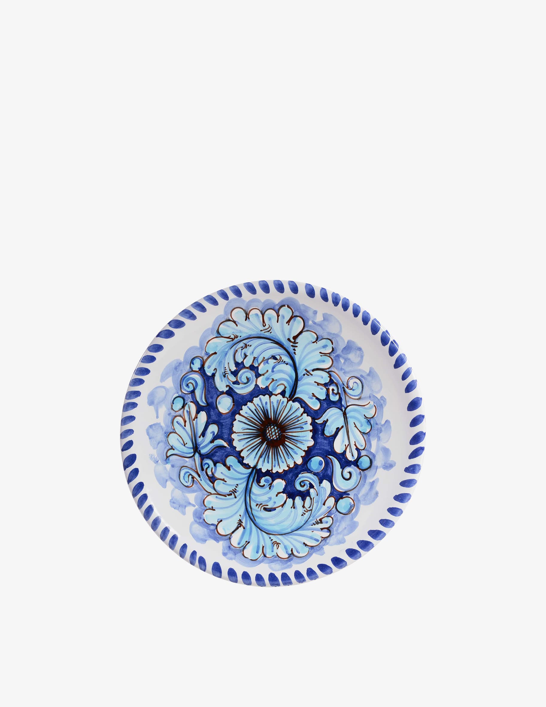 Shop Duca di Camastra Handcrafted Dinner Plate Floral Decoration Blue