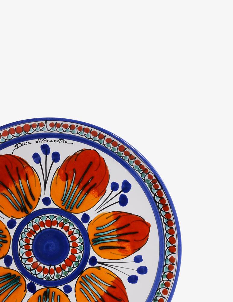 rinascente Duca di Camastra Piatto da Portata Artigianale Decoro Dallas - Rosso