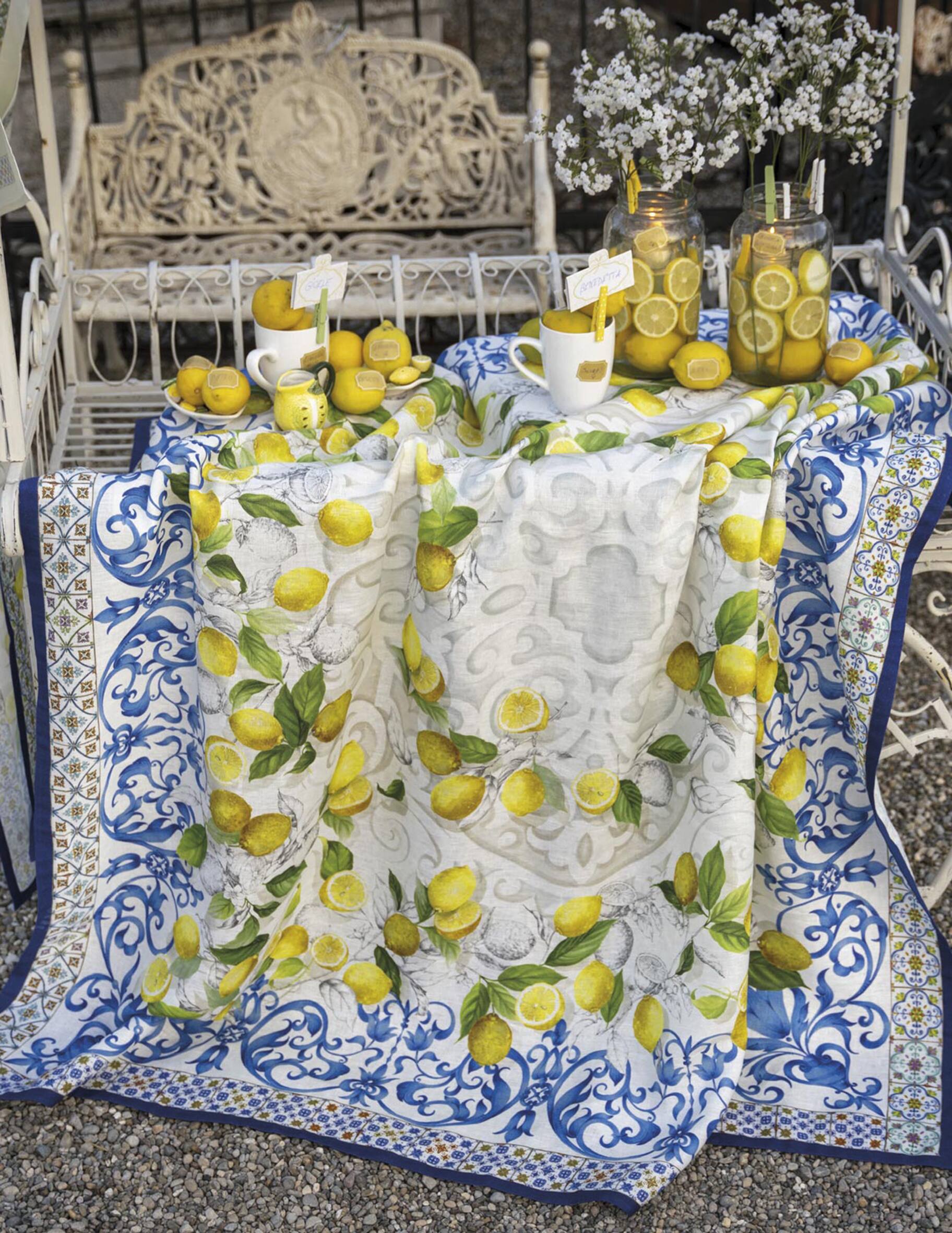 Tovaglia Rettangolare Antimacchia Con Disegno Limoni – 140×230 Cm – 100% Idrorepellente – Novità 2021