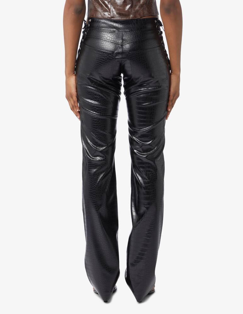 rinascente Milk White Leather trousers with side openings