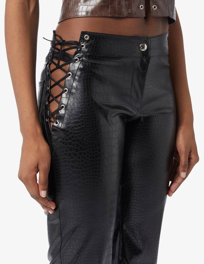 rinascente Milk White Leather trousers with side openings