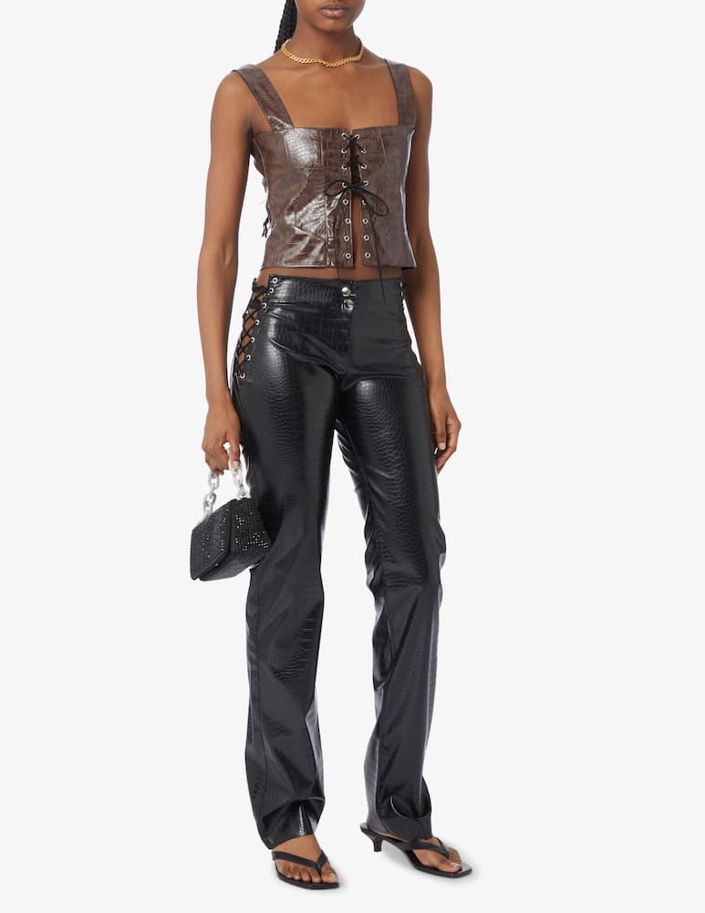 rinascente Milk White Top corsetto in finta pelle