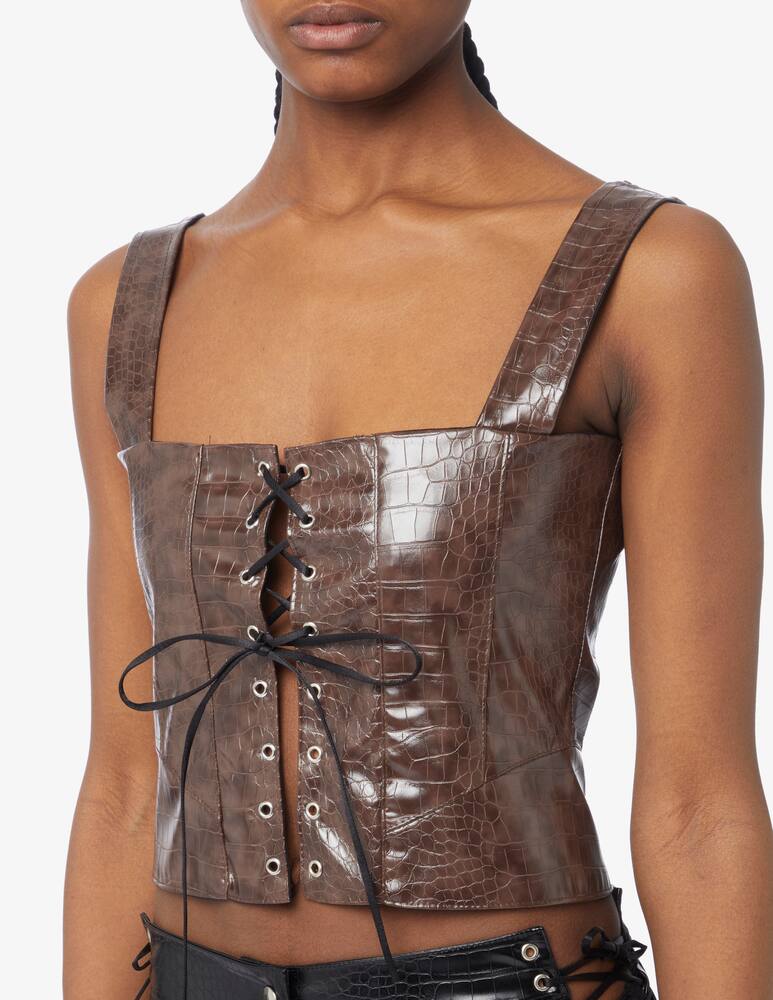 rinascente Milk White Top corsetto in finta pelle