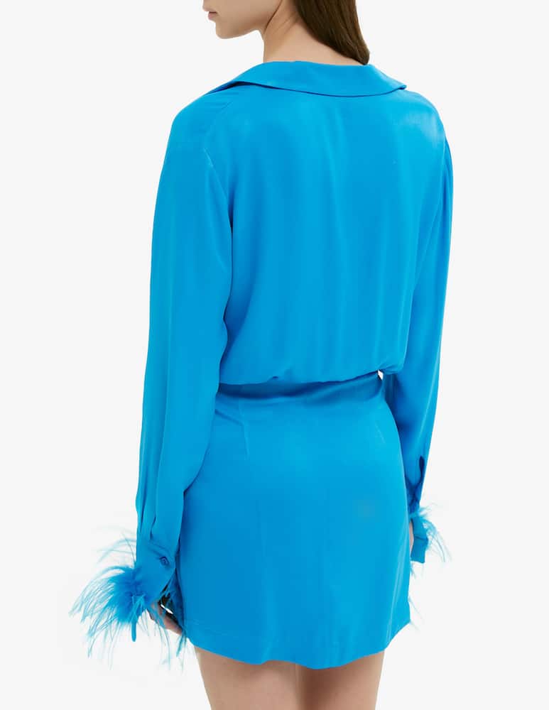 rinascente Face to Face Style Short dress with ostrich feather details