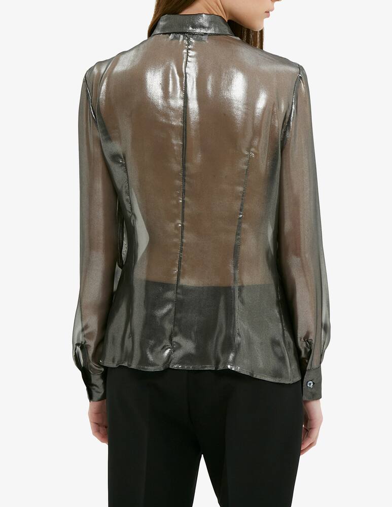 rinascente Face to Face Style Slim design laminated satin shirt.