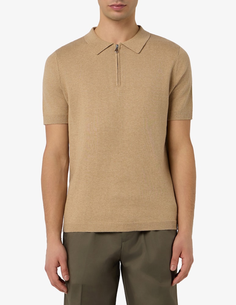 rinascente Misaky Polo con zip in cotone e lino