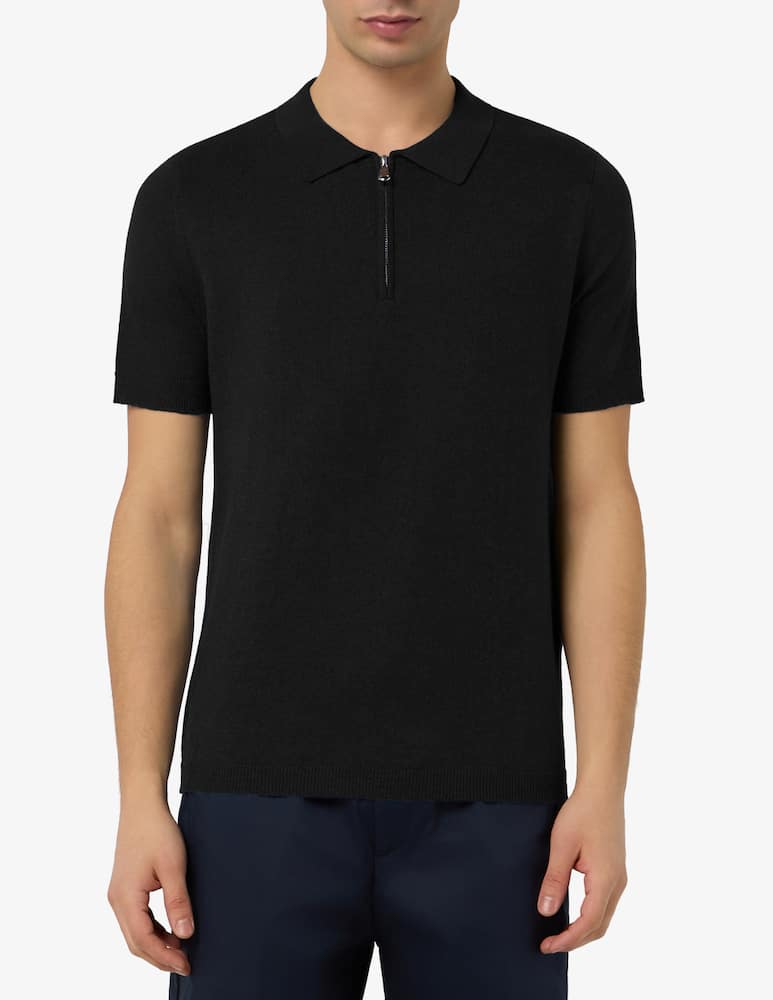 rinascente Misaky Polo con zip in cotone e lino