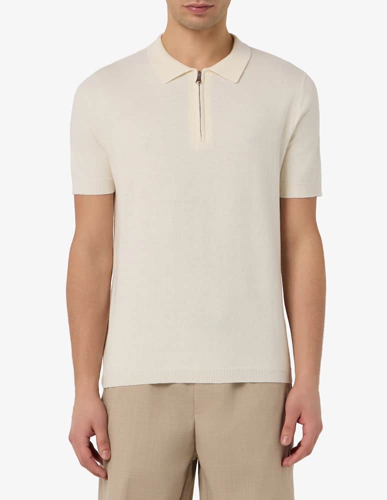 rinascente Misaky Polo in maglia con zip in cotone e lino