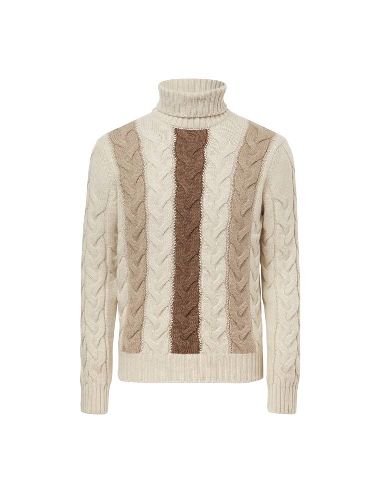 Gran Sasso Bicolor braided turtleneck - picture 1 Gran Sasso Bicolor braided turtleneck - picture 1