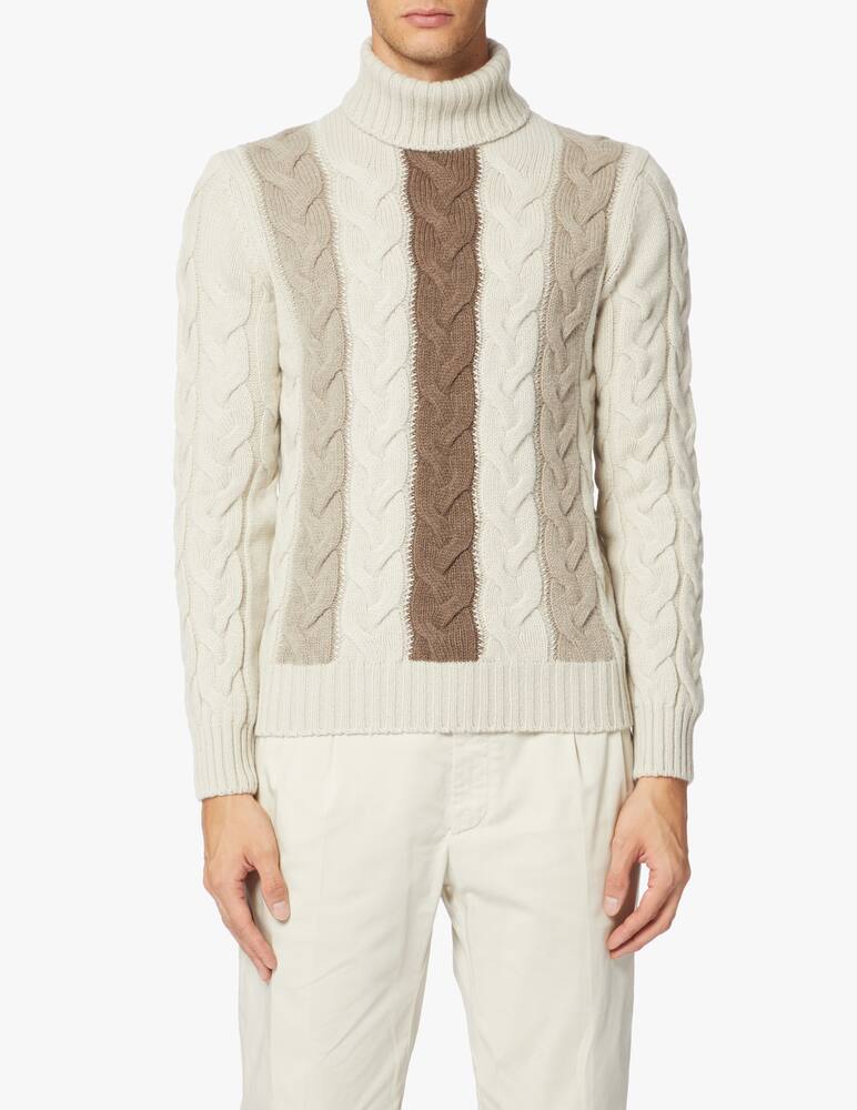 rinascente Gran Sasso Dolcevita trama trecce bicolore 