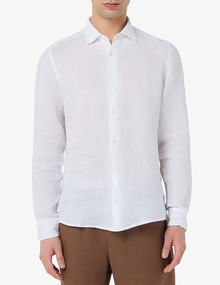 rinascente Sartoria Italiana Camicia collo italiano in lino modern fit