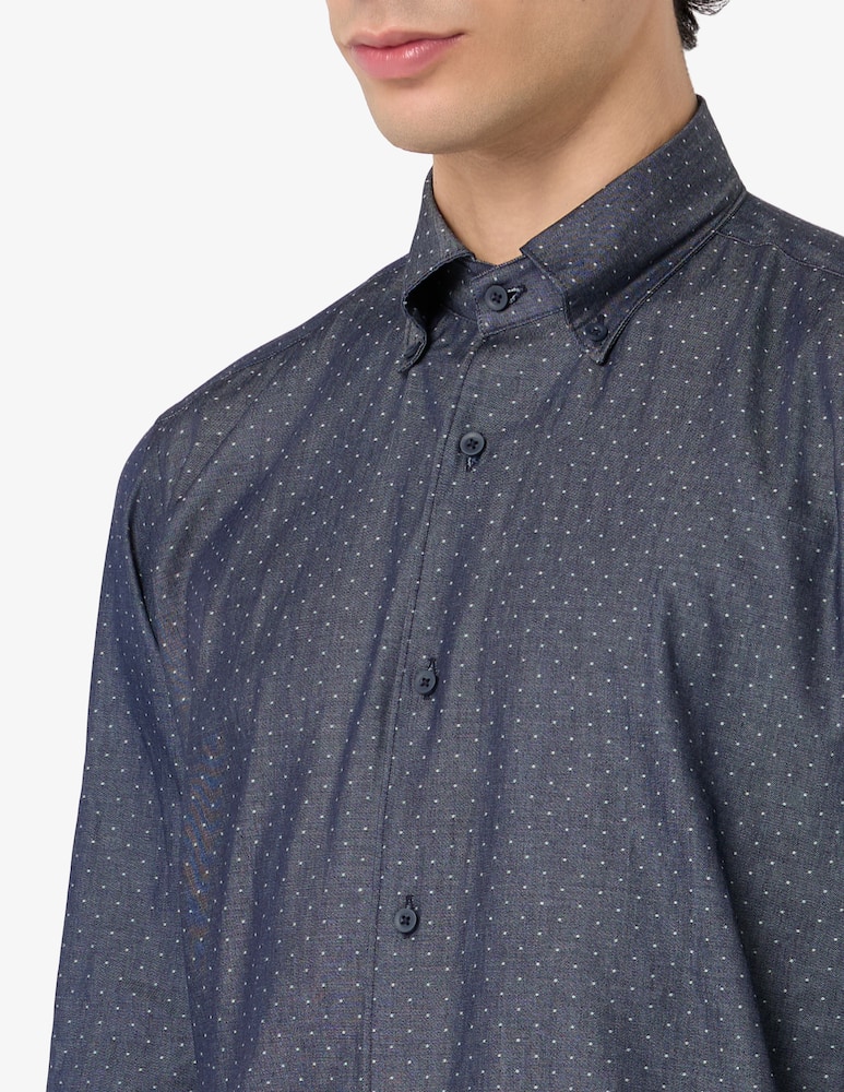 rinascente Sartoria Italiana Denim jacquard shirt