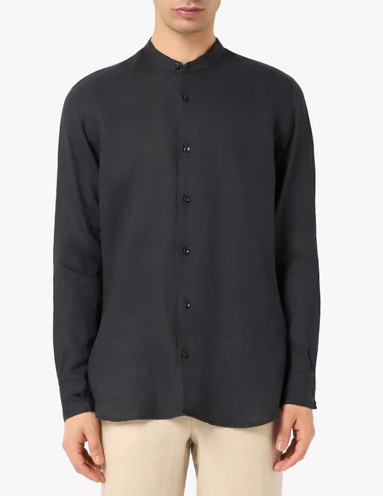 Sartoria Italiana Camicia in lino con collo guru regular fit - immagine 1 Sartoria Italiana Camicia in lino con collo guru regular fit - immagine 1