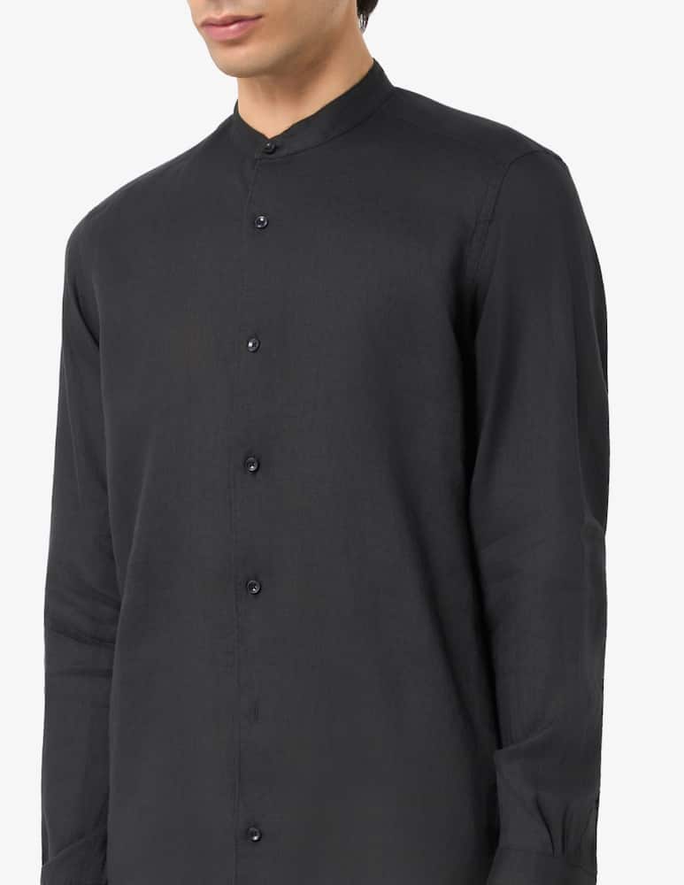 Sartoria Italiana Camicia in lino con collo guru regular fit - immagine 4 Sartoria Italiana Camicia in lino con collo guru regular fit - immagine 4