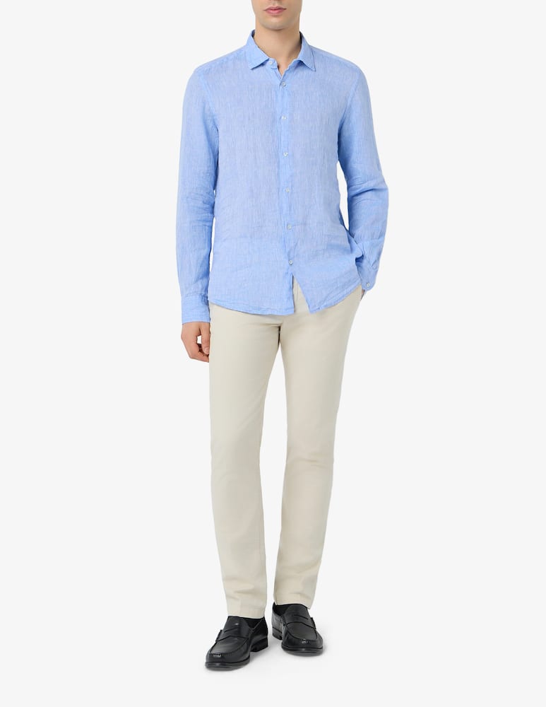 rinascente Sartoria Italiana Camicia collo italiano in lino modern fit