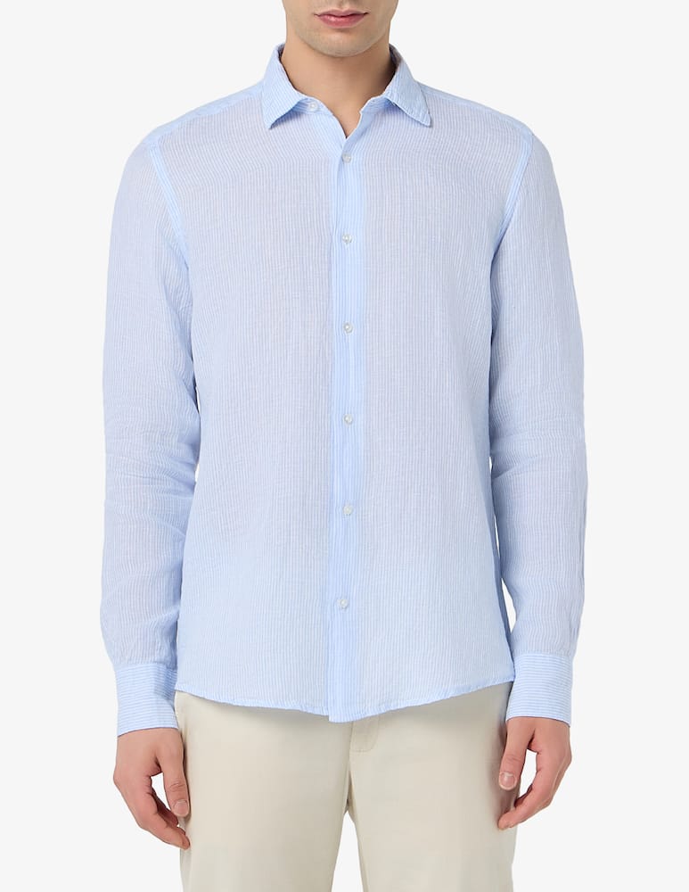 rinascente Sartoria Italiana Camicia collo italiano in lino modern fit