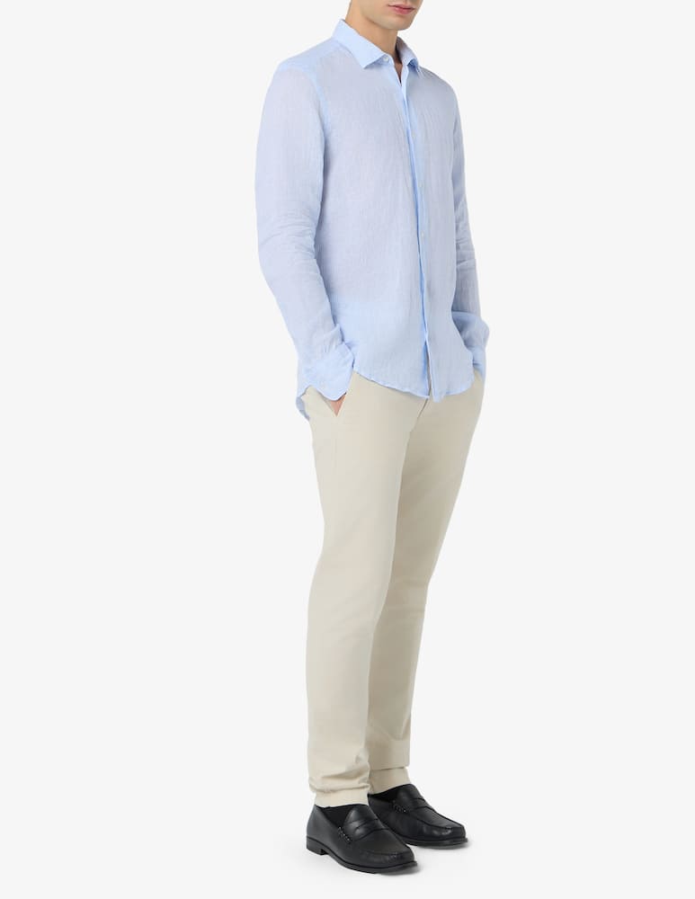 rinascente Sartoria Italiana Camicia collo italiano in lino modern fit