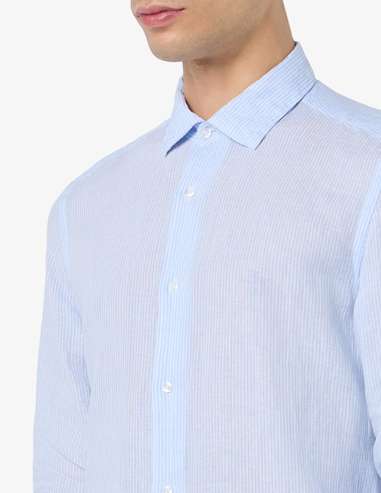 rinascente Sartoria Italiana Camicia collo italiano in lino modern fit