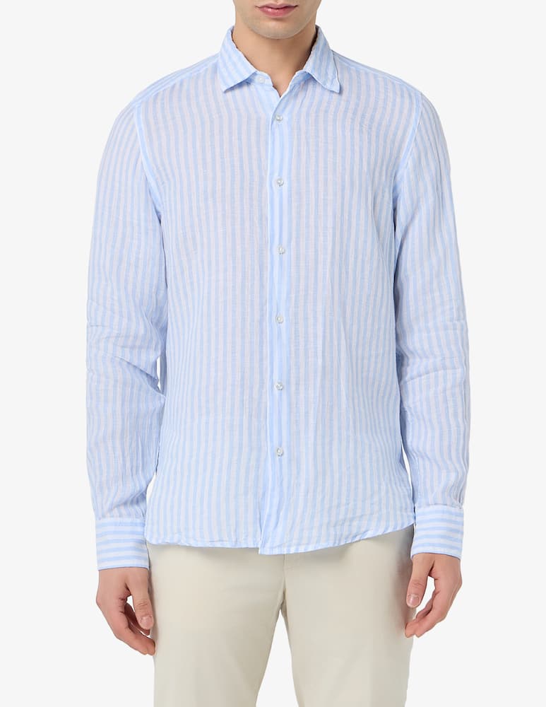 rinascente Sartoria Italiana Camicia collo italiano in lino modern fit