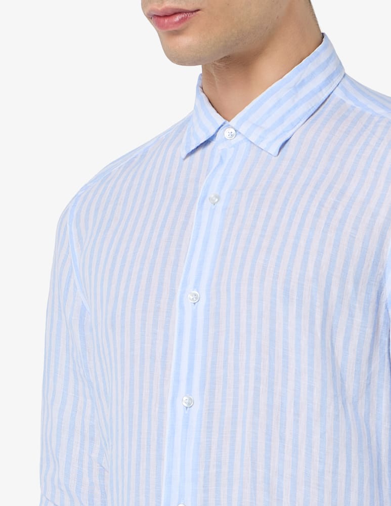 rinascente Sartoria Italiana Camicia collo italiano in lino modern fit