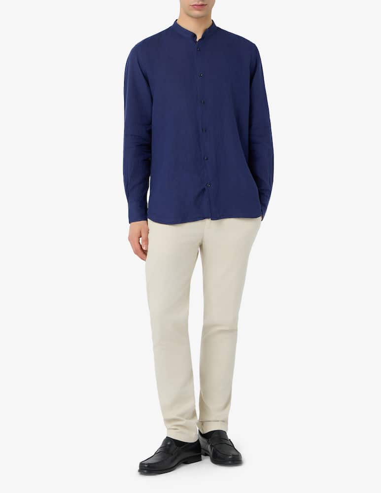 Sartoria Italiana Camicia collo guru in lino regular fit - immagine 2 Sartoria Italiana Camicia collo guru in lino regular fit - immagine 2