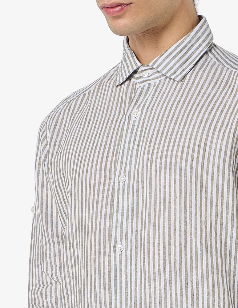 rinascente Sartoria Italiana Camicia rigata in lino regular fit
