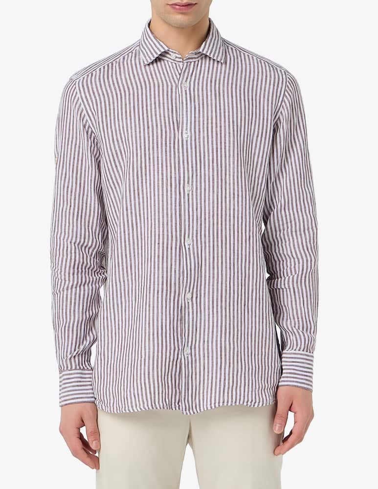 rinascente Sartoria Italiana Camicia rigata in lino regular fit