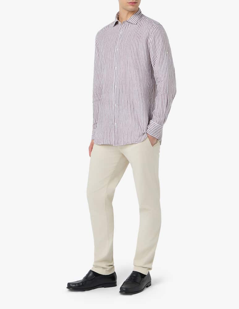 rinascente Sartoria Italiana Camicia rigata in lino regular fit