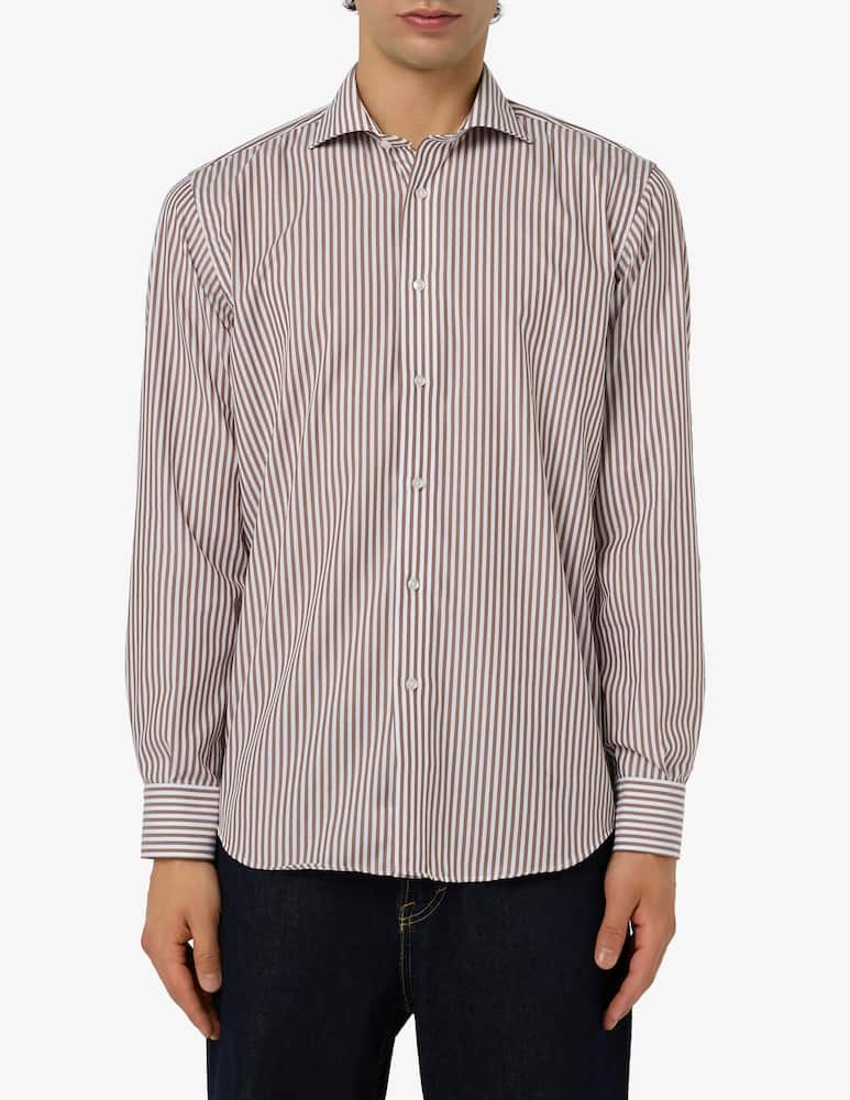 rinascente Sartoria Italiana Camicia rigata in popeline no iron regular fit