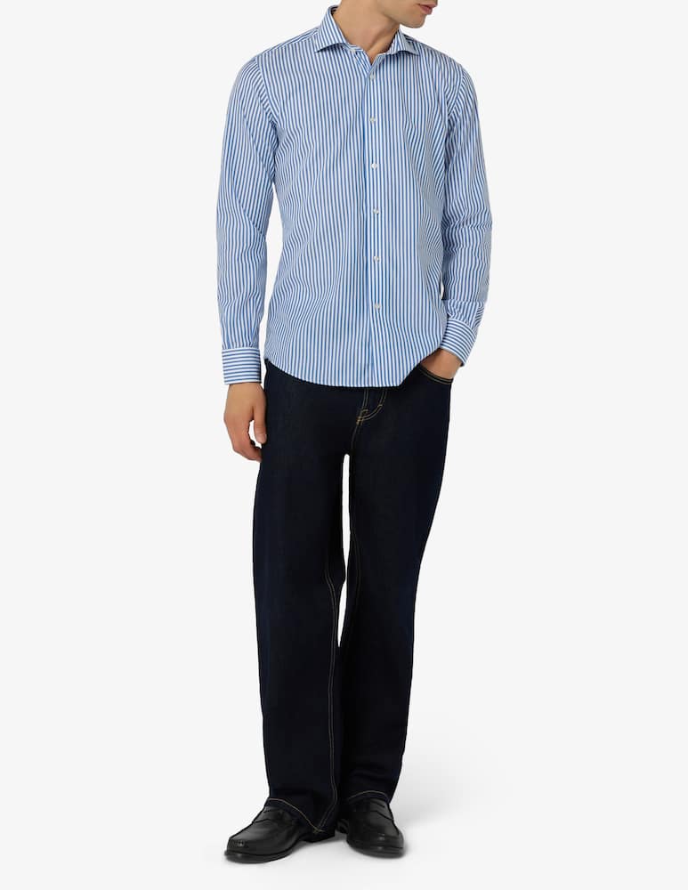 Sartoria Italiana Camicia rigata in popeline no iron modern fit - immagine 2 Sartoria Italiana Camicia rigata in popeline no iron modern fit - immagine 2