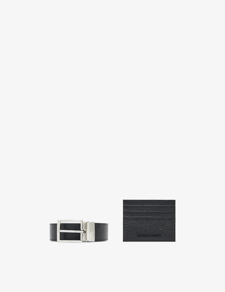 rinascente Emporio Armani Leather belt and cardholder set