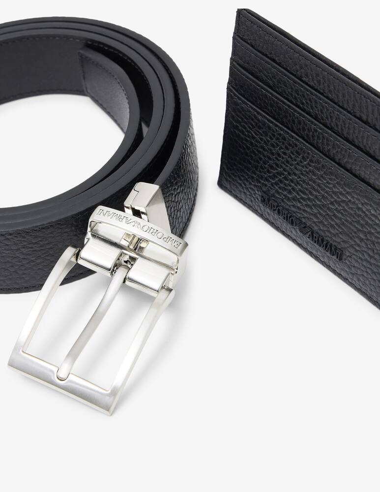 rinascente Emporio Armani Leather belt and cardholder set